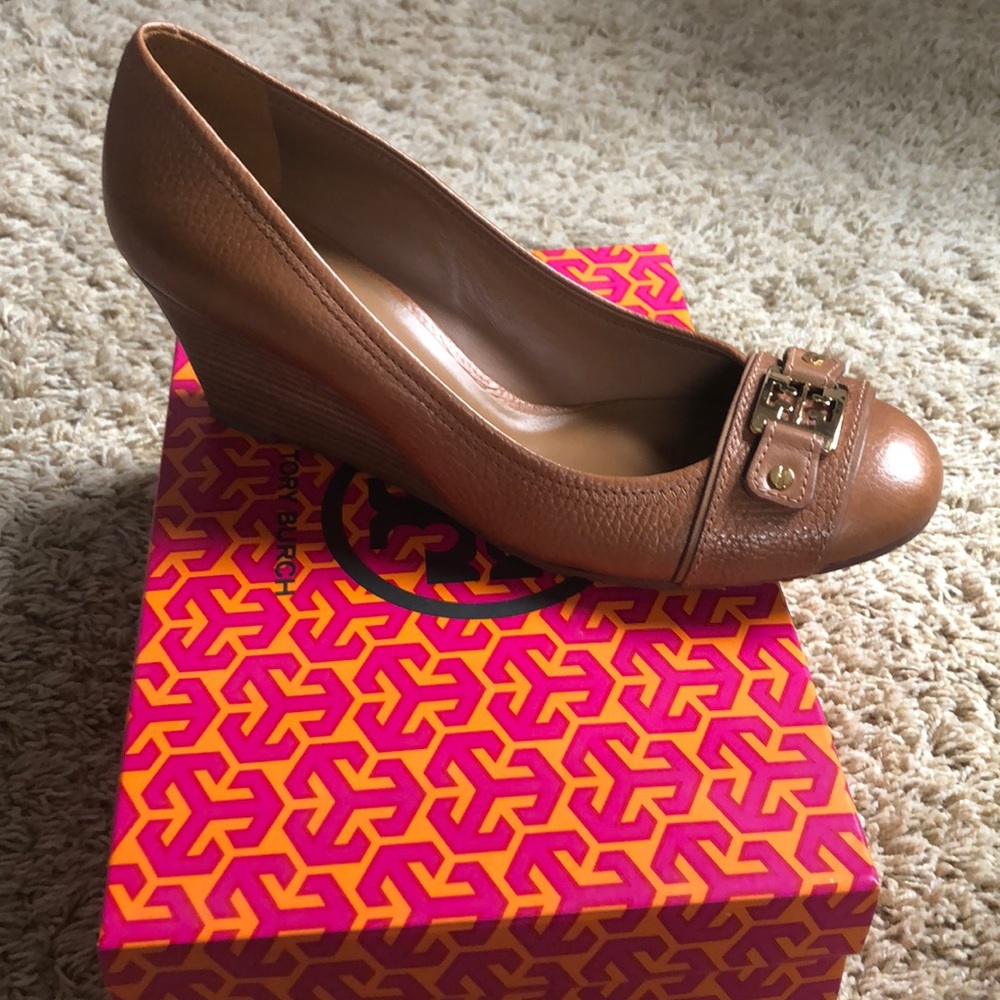 Tory Burch Natalya wedge tumbled leather